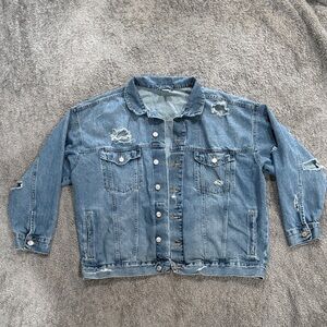 Distressed Light Blue Denim Jean Jacket - &Denim